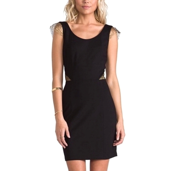 NWT Anthropologie brand Erin Featherston black formal dress gold lace size 2 - Picture 2 of 8